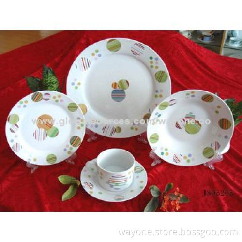 20-piece Dinnerware Set, Round Shape, Dot Design, Made of Porcelain, Suitable for Daily Use